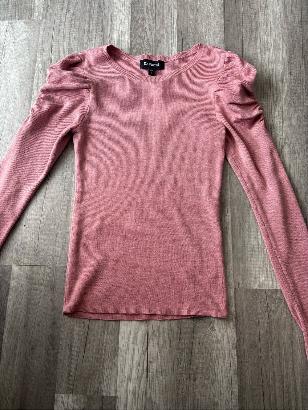 Express Pink Puff-Sleeve Long Sleeve Top